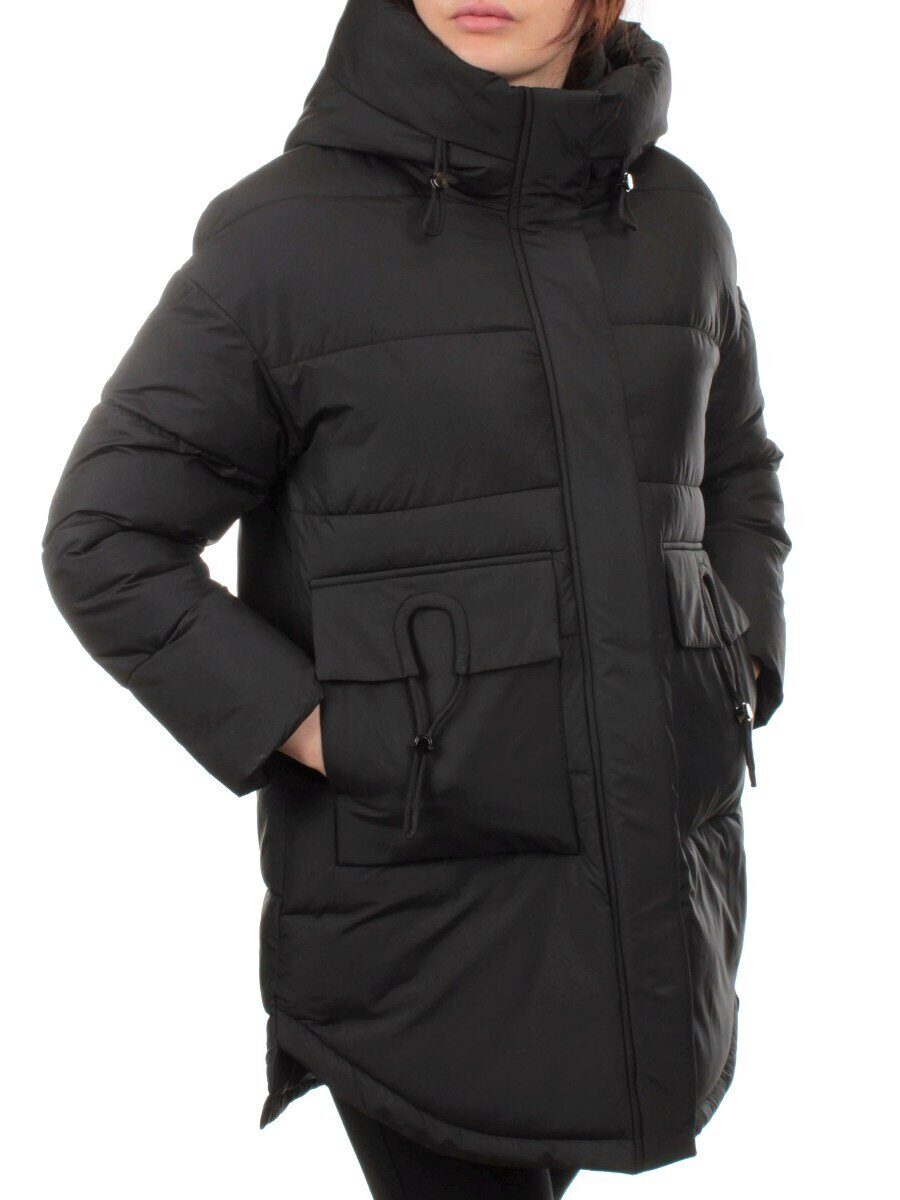 3335 BLACK Куртка зимняя облегченная женская (150 гр. холлофайбер)