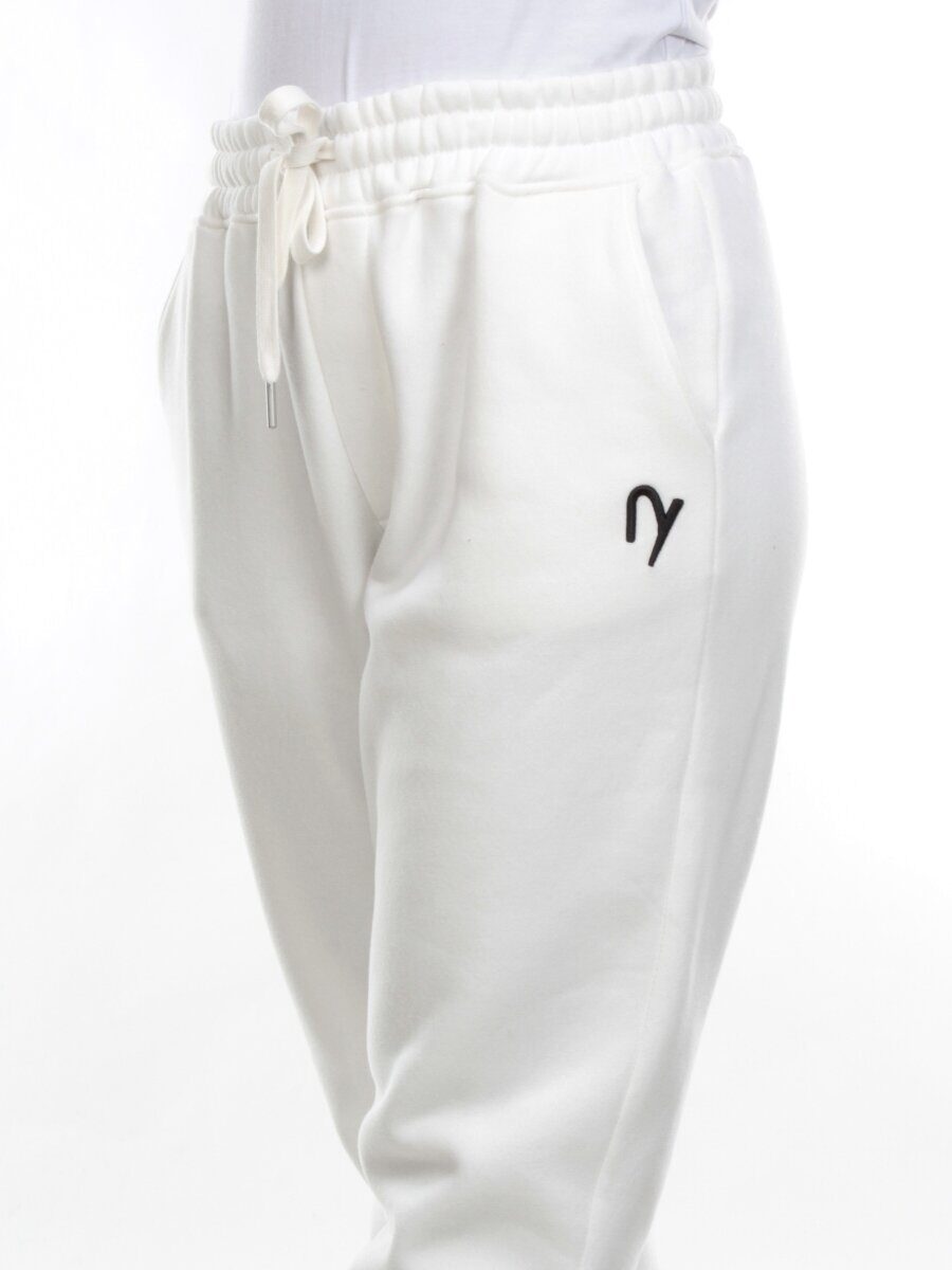 M051 WHITE Брюки спортивные женские на флисе (100% хлопок) 7986