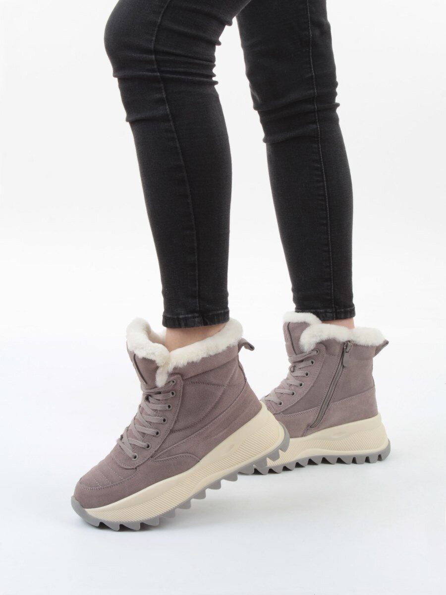 04-PAML05-2Z GRAY Ботинки зимние женские (натуральная замша, 100% шерсть, натуральный мех)