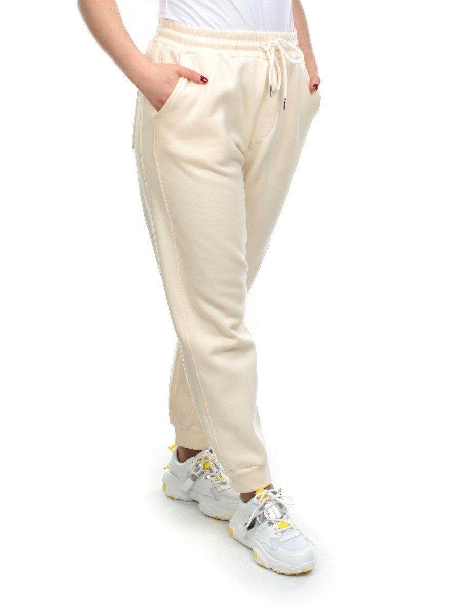 M037 BEIGE Брюки спортивные женские на флисе (100% хлопок) 7986
