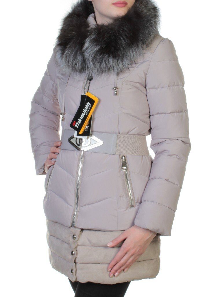 YM-L916 Пальто с мехом чернобурки KSA