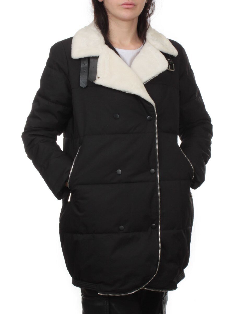 S24-236 BLACK Куртка демисезонная женская (100 гр. холлофайбер)