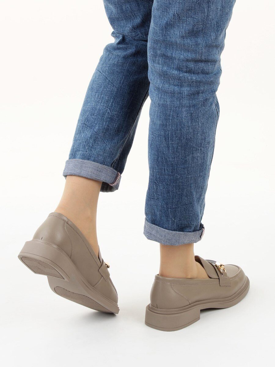 03-DEB106-4 KHAKI Лоферы женские (натуральная кожа)