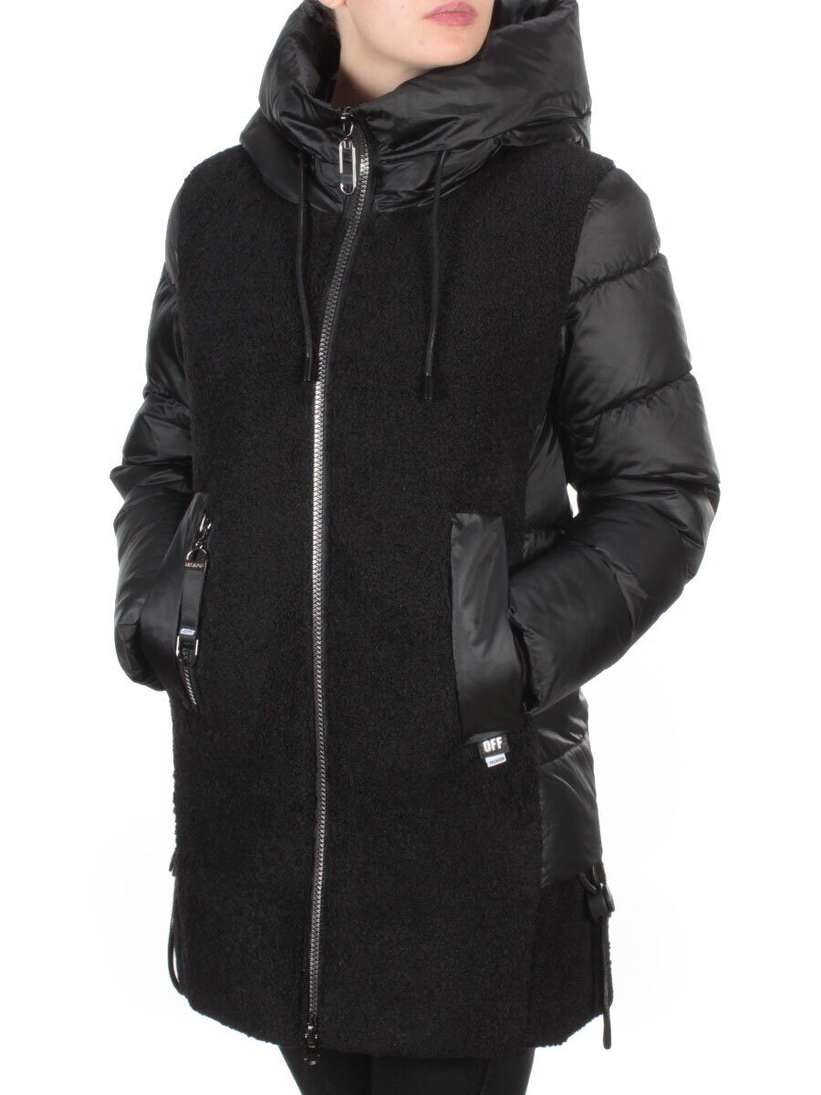 D6816 BLACK Куртка зимняя женская KARERSITER (200 гр. холлофайбера)