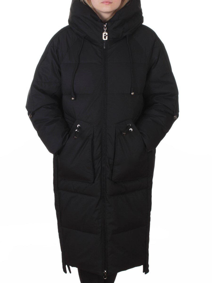 6615 BLACK Пальто зимнее женское (200 гр. холлофайбер)