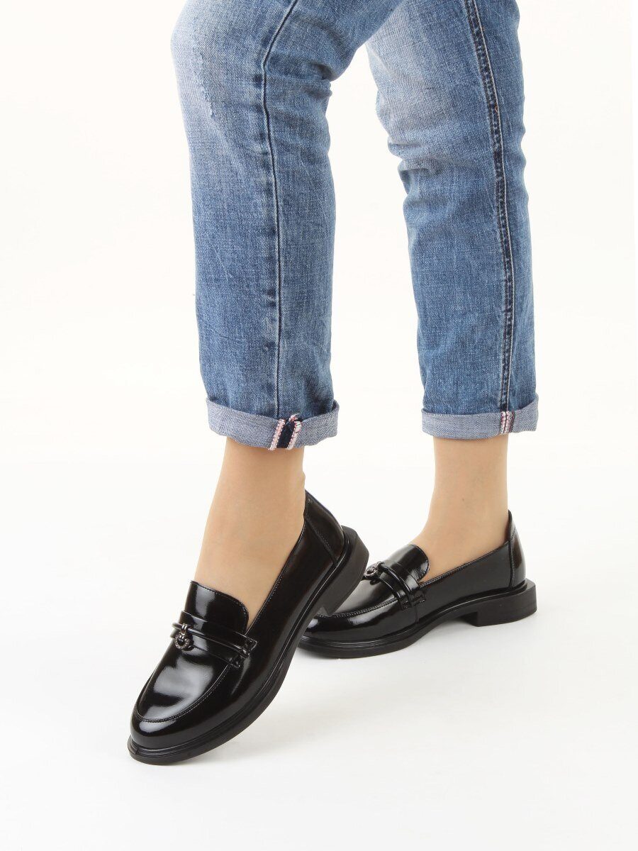 03-DHL171-2 BLACK Лоферы женские (натуральная кожа)