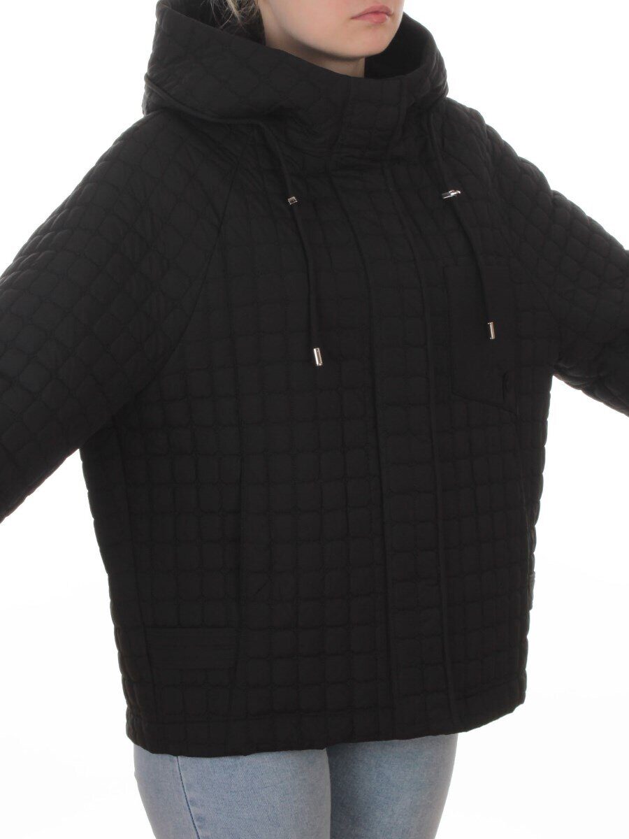 8039 BLACK Куртка стеганная демисезонная женская (100 гр. холлофайбер)