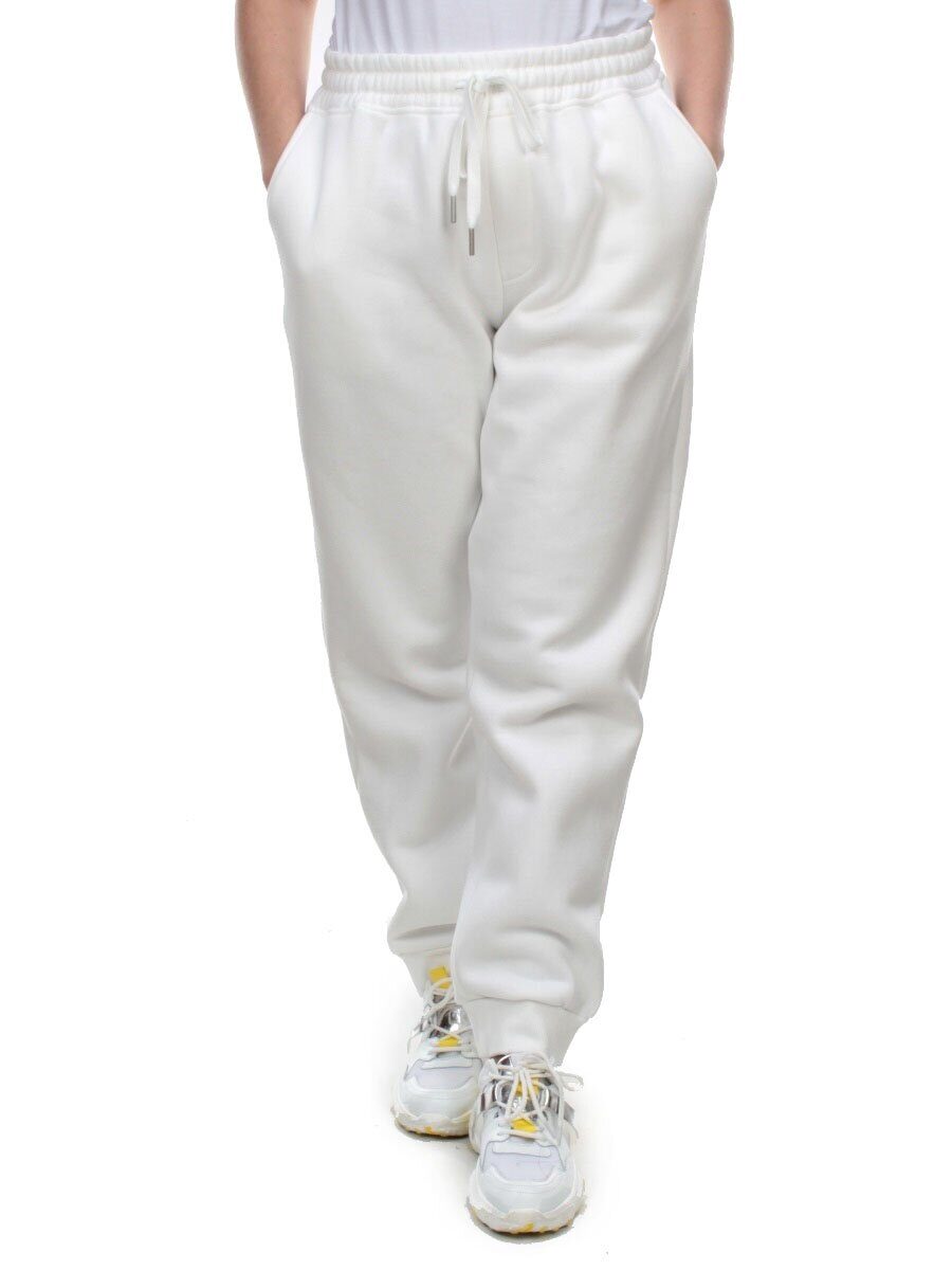 M049 WHITE Брюки спортивные женские на флисе (100% хлопок) 7986