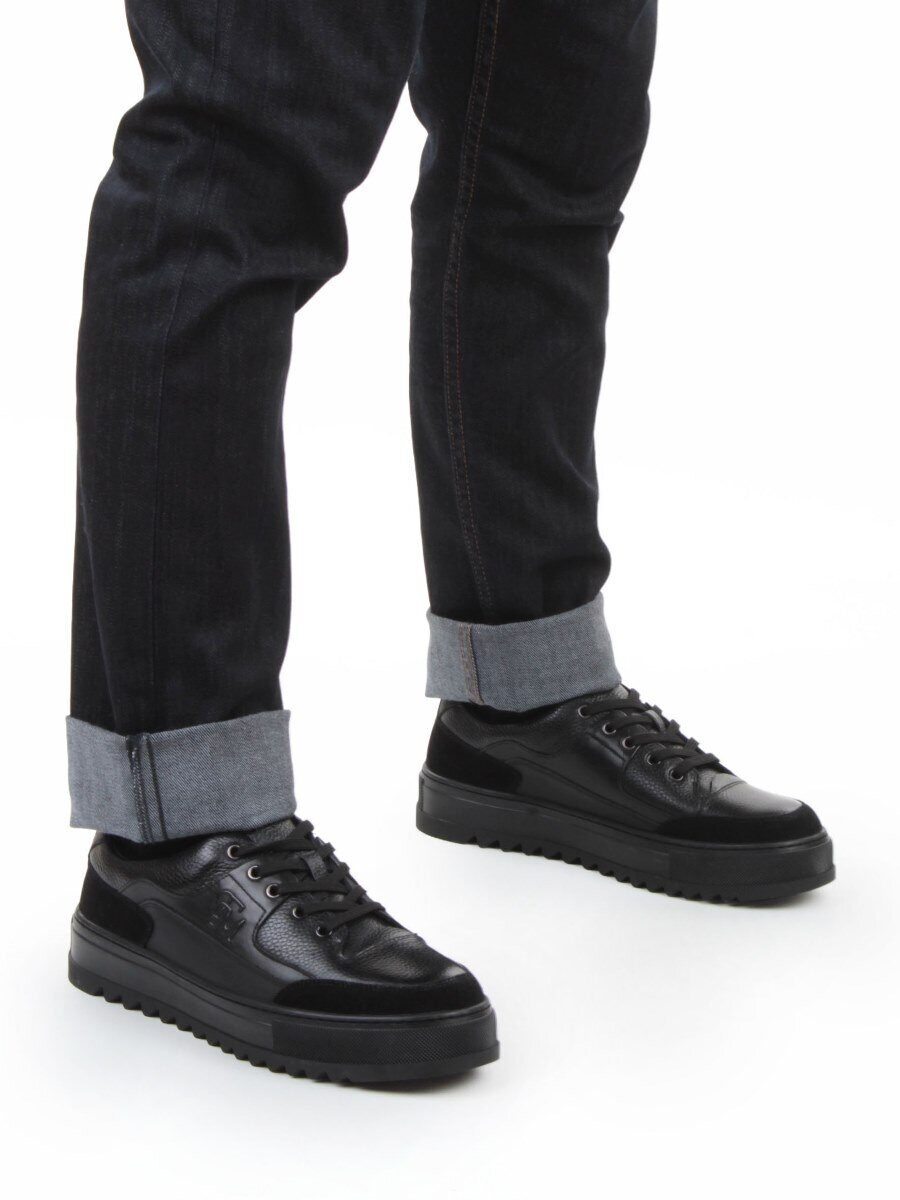 05-B203-1M-AK BLACK Ботинки зимние мужские (натуральная кожа, натуральный мех)