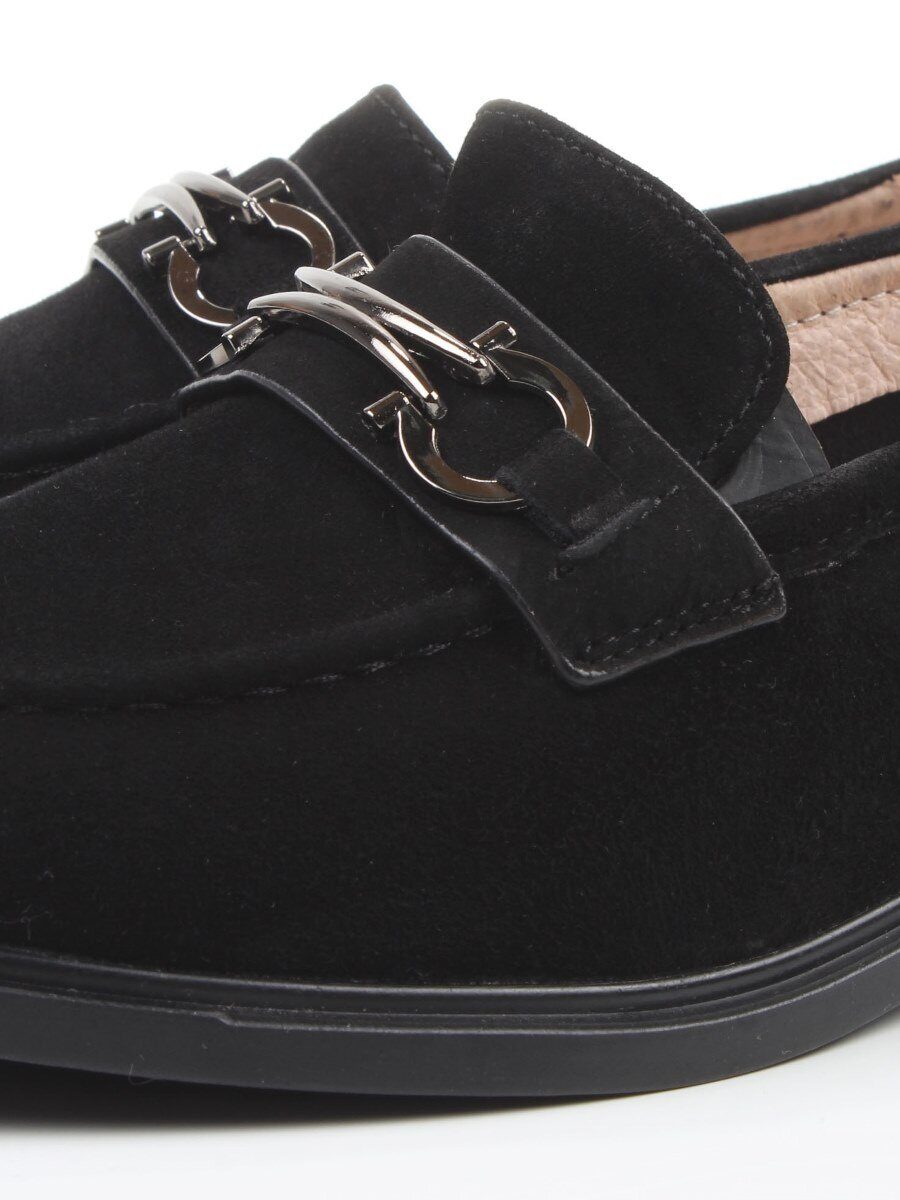 03-DEB16-2 BLACK Лоферы женские (натуральная замша)