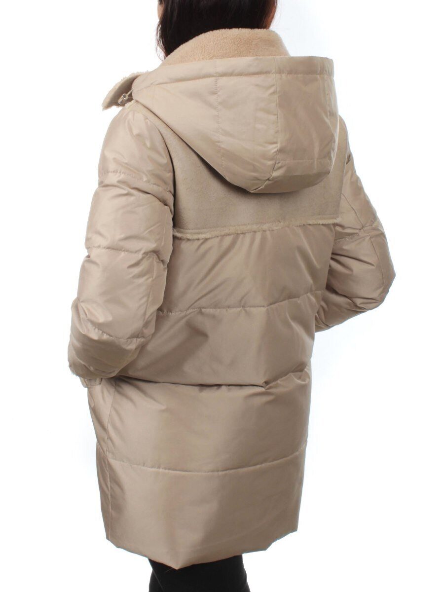 033 BEIGE Куртка зимняя облегченная женская (холлоффайбер 150 гр., искусственная дубленка)