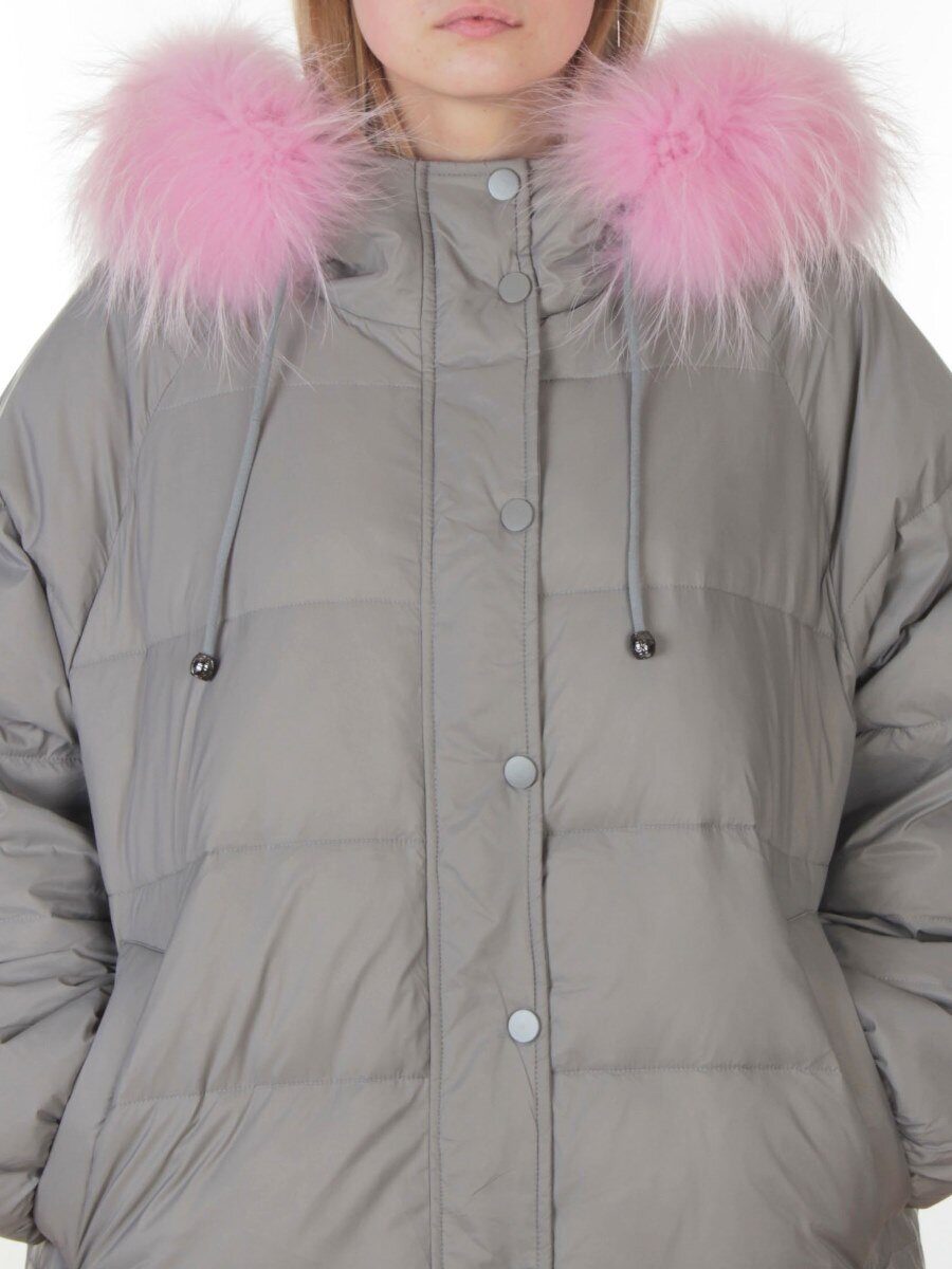 3072 GRAY Пальто зимнее пуховое женское (пух)