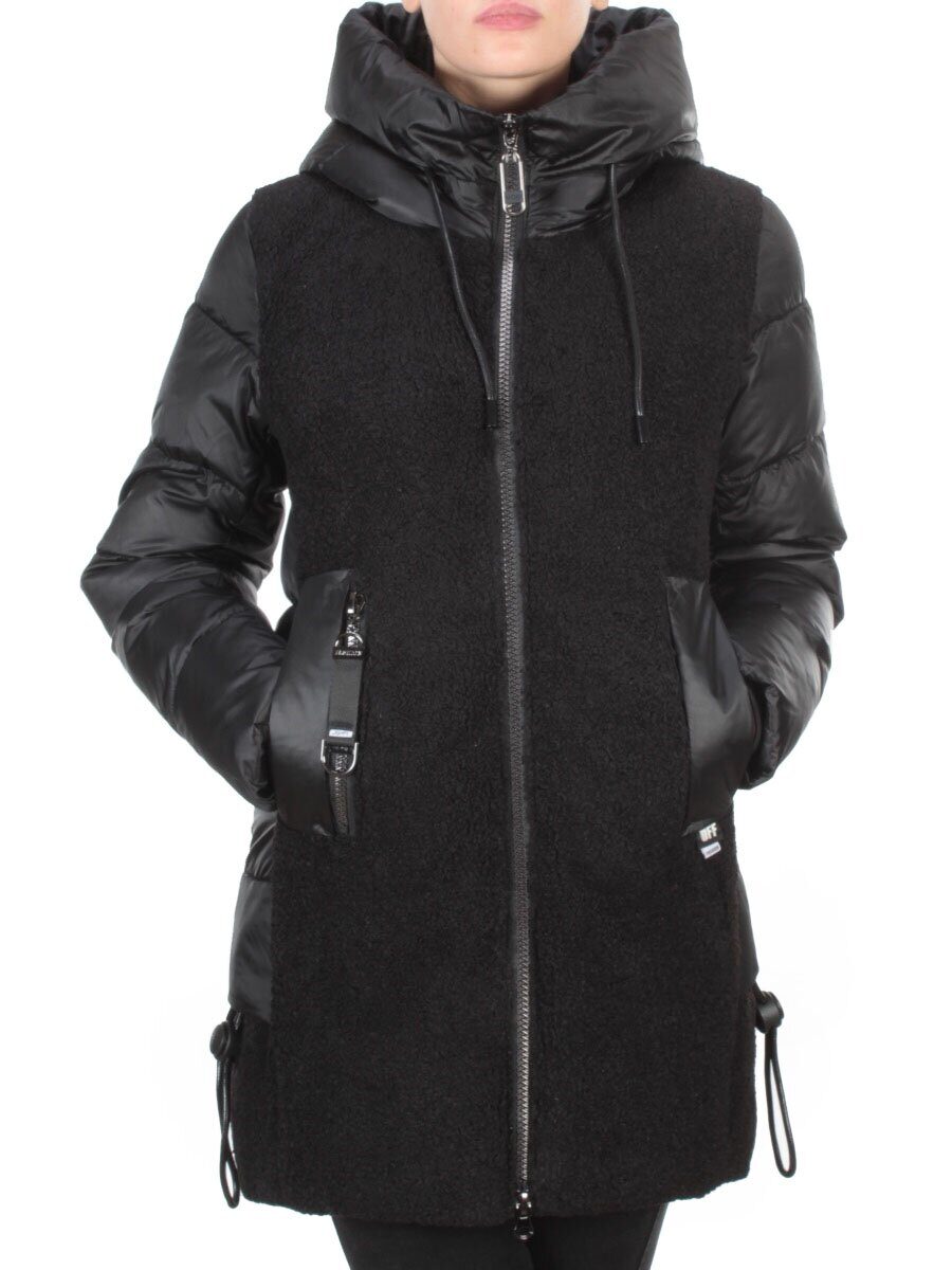 D6816 BLACK Куртка зимняя женская KARERSITER (200 гр. холлофайбера)