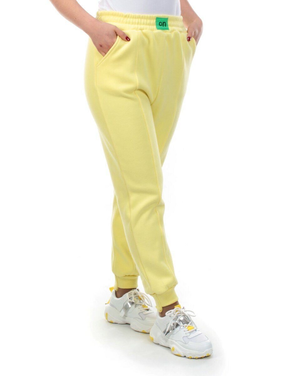 07 YELLOW Брюки спортивные женские на флисе (100% хлопок) 7986