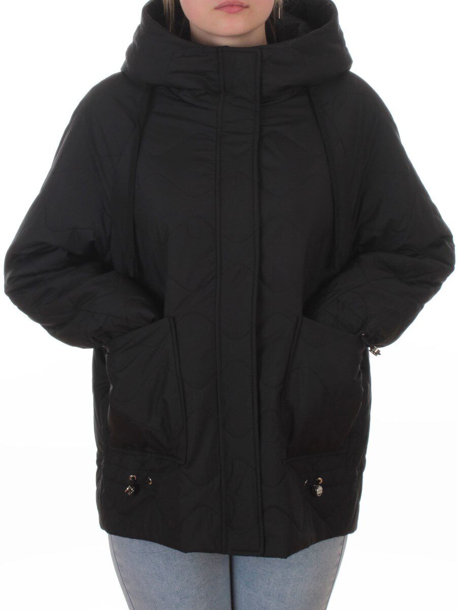 9661 BLACK Куртка демисезонная женская (100 гр. холлофайбер)