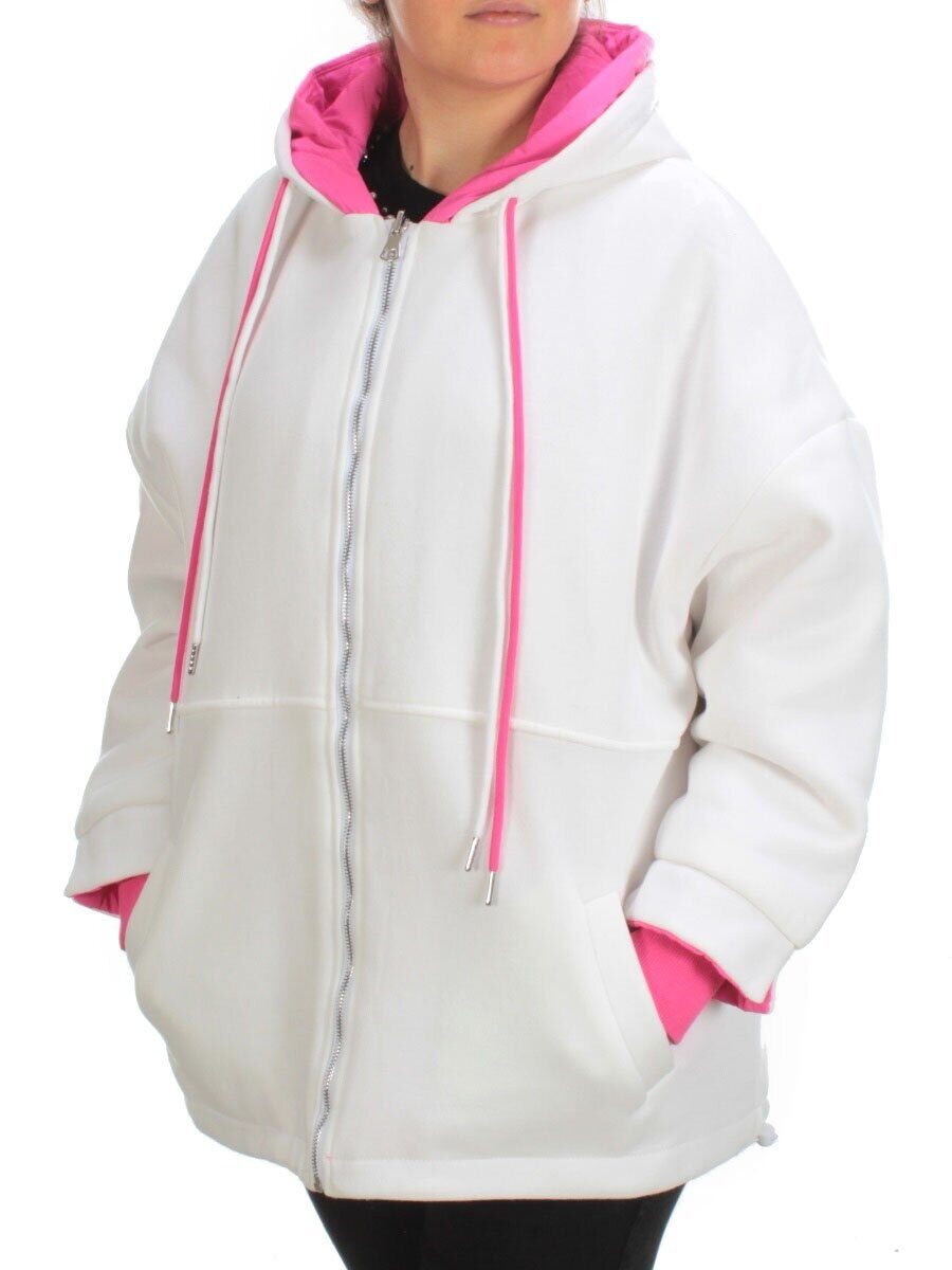 2561 WHITE/PINK Худи женское (50 гр. синтепон)