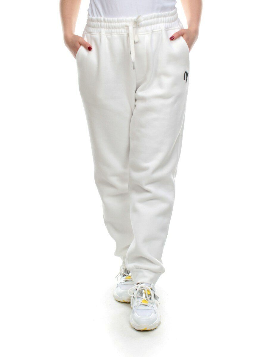 M051 WHITE Брюки спортивные женские на флисе (100% хлопок) 7986