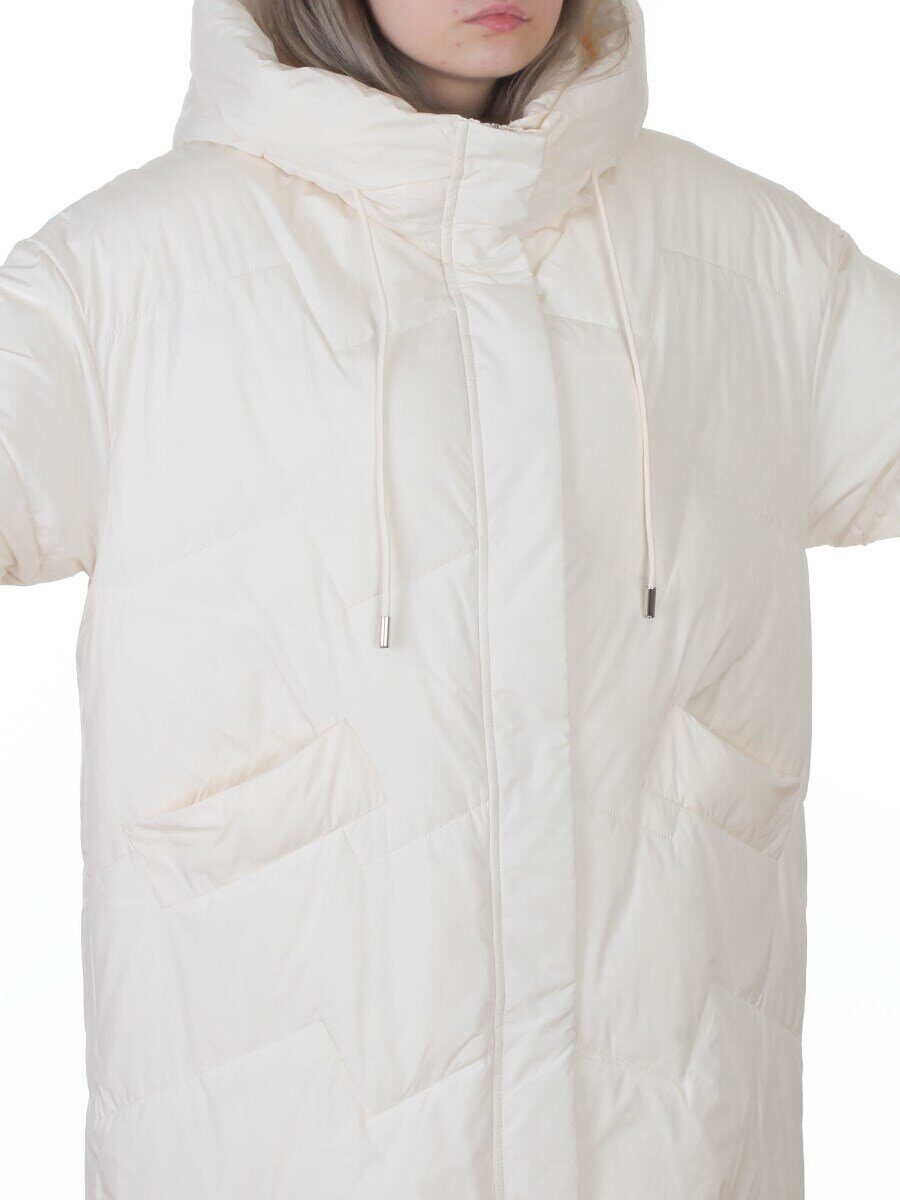 8807 MILK WHITE Пальто зимнее стеганое женское (150 гр. холлофайбер)