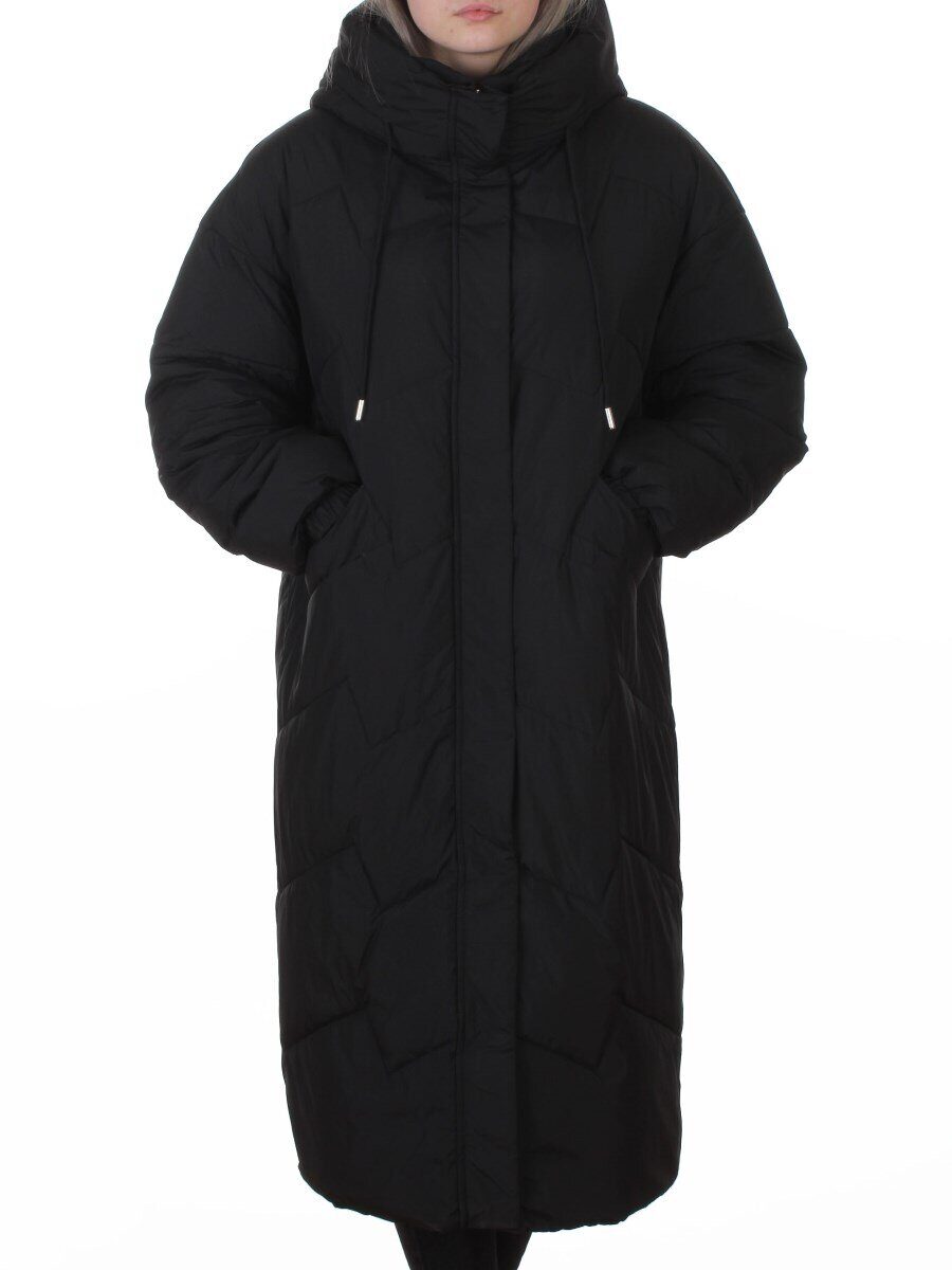 8883 BLACK Пальто зимнее женское (150 гр. холлофайбер)