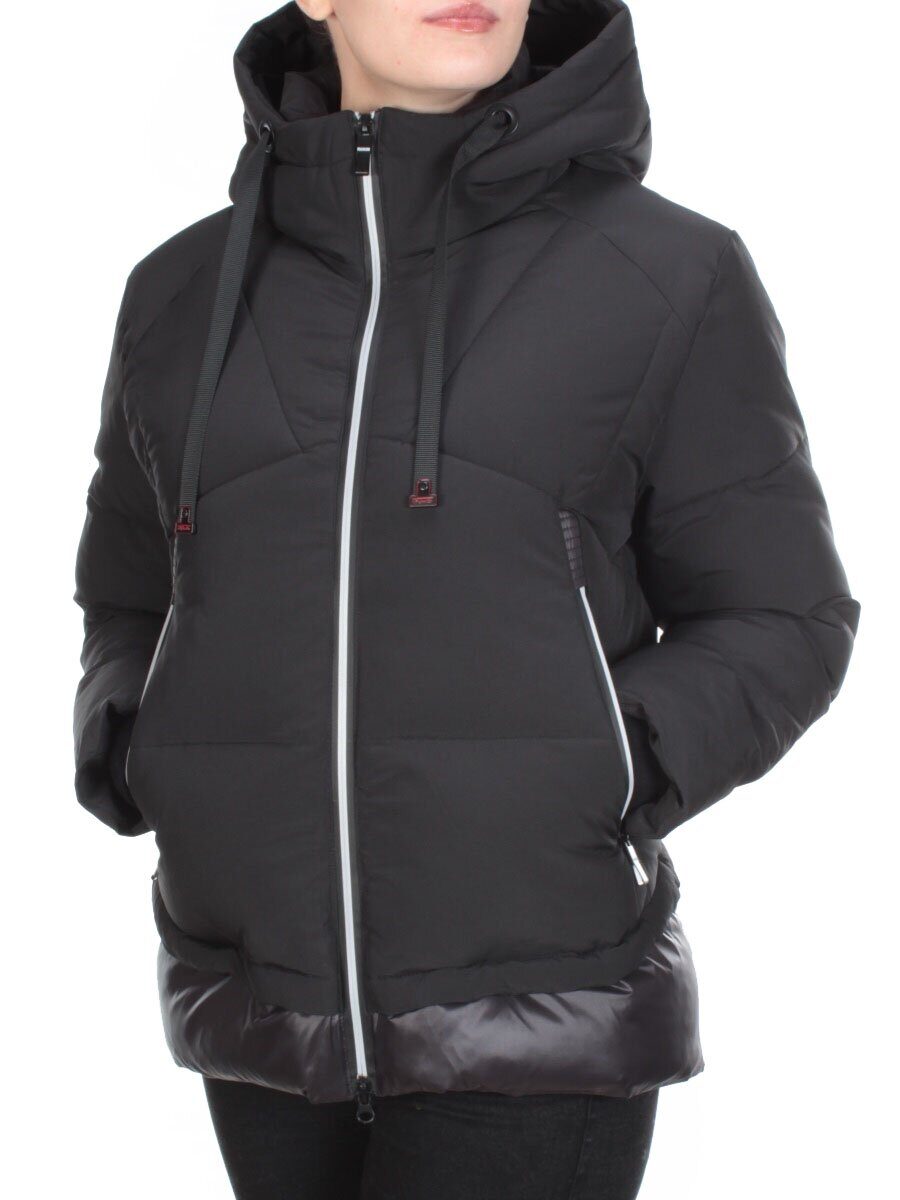 21068 BLACK Куртка зимняя женская FLANCE ROSE (200 гр. холлофайбера)