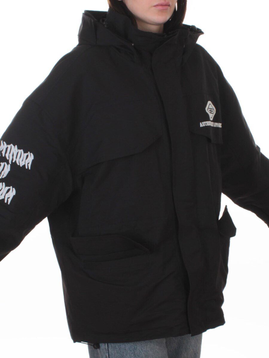 3104 BLACK Куртка демисезонная женская (100 гр. холлофайбер)