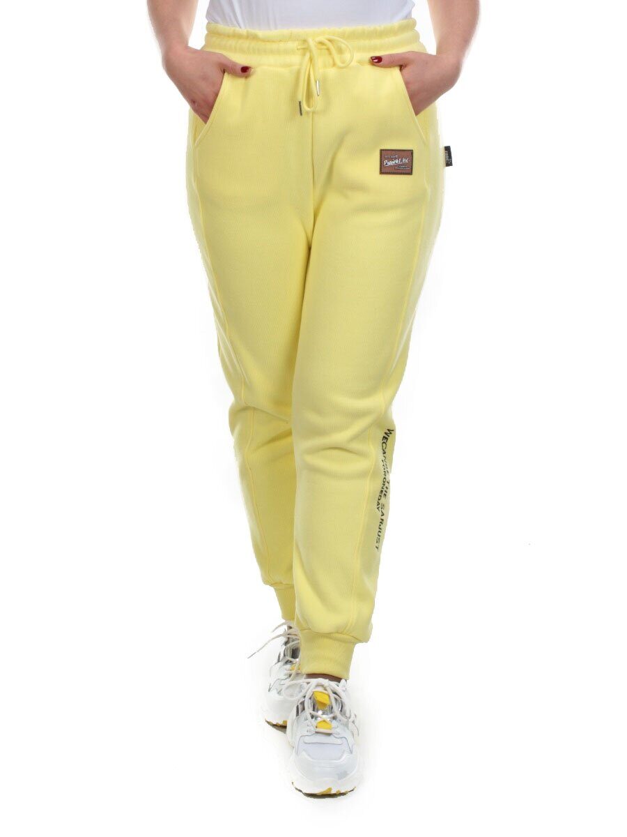 01 YELLOW Брюки спортивные женские на флисе (100% хлопок) 7986