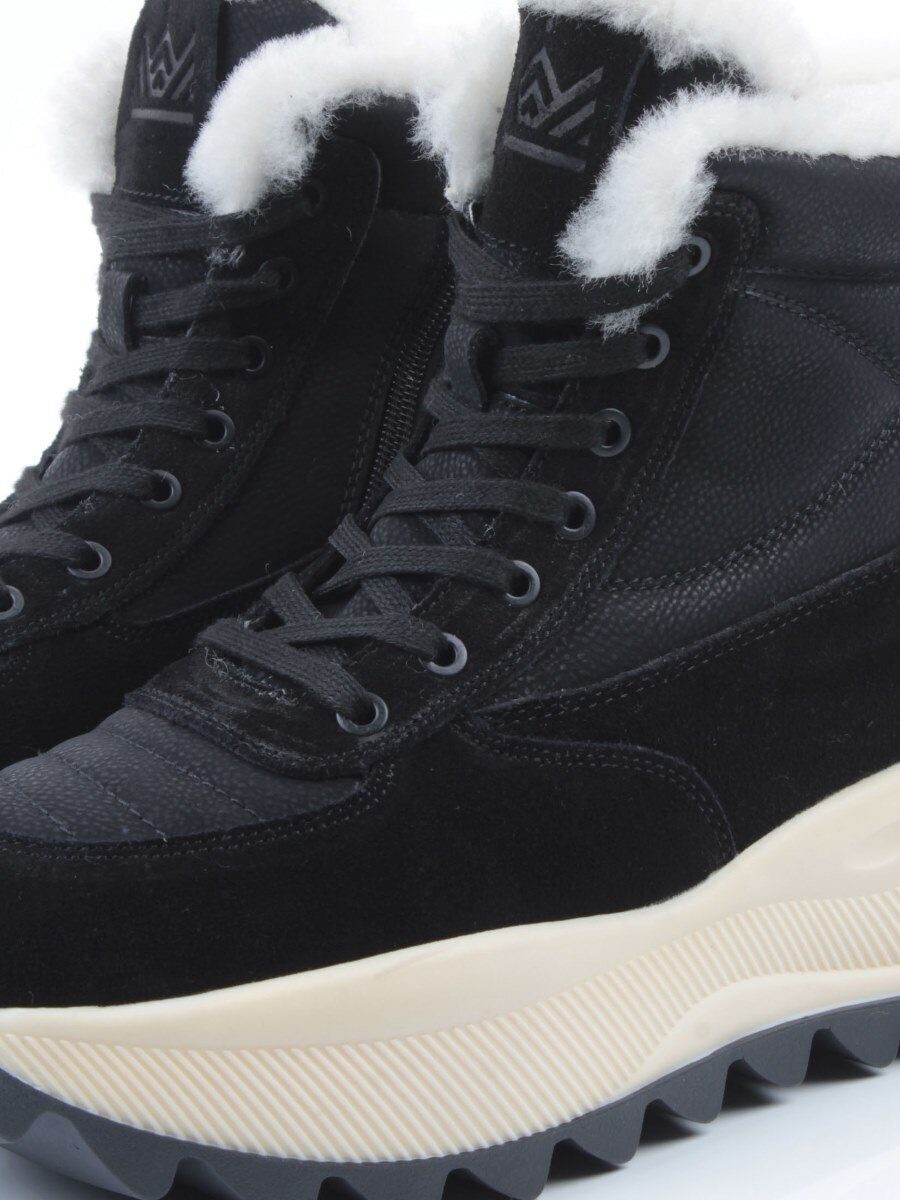 04-PAML05-1Z BLACK Ботинки зимние женские (натуральная замша, 100% шерсть, натуральный мех)