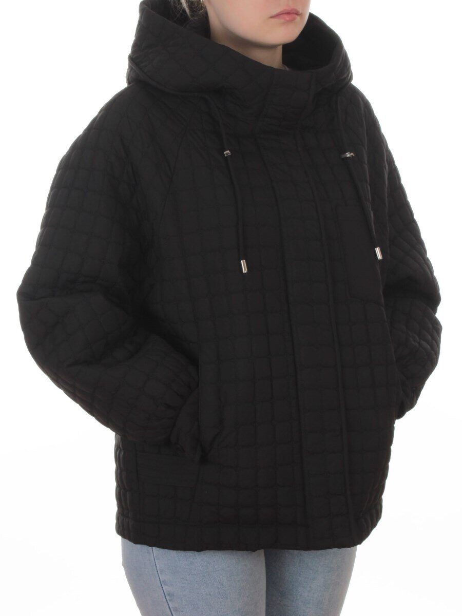 8039 BLACK Куртка стеганная демисезонная женская (100 гр. холлофайбер)