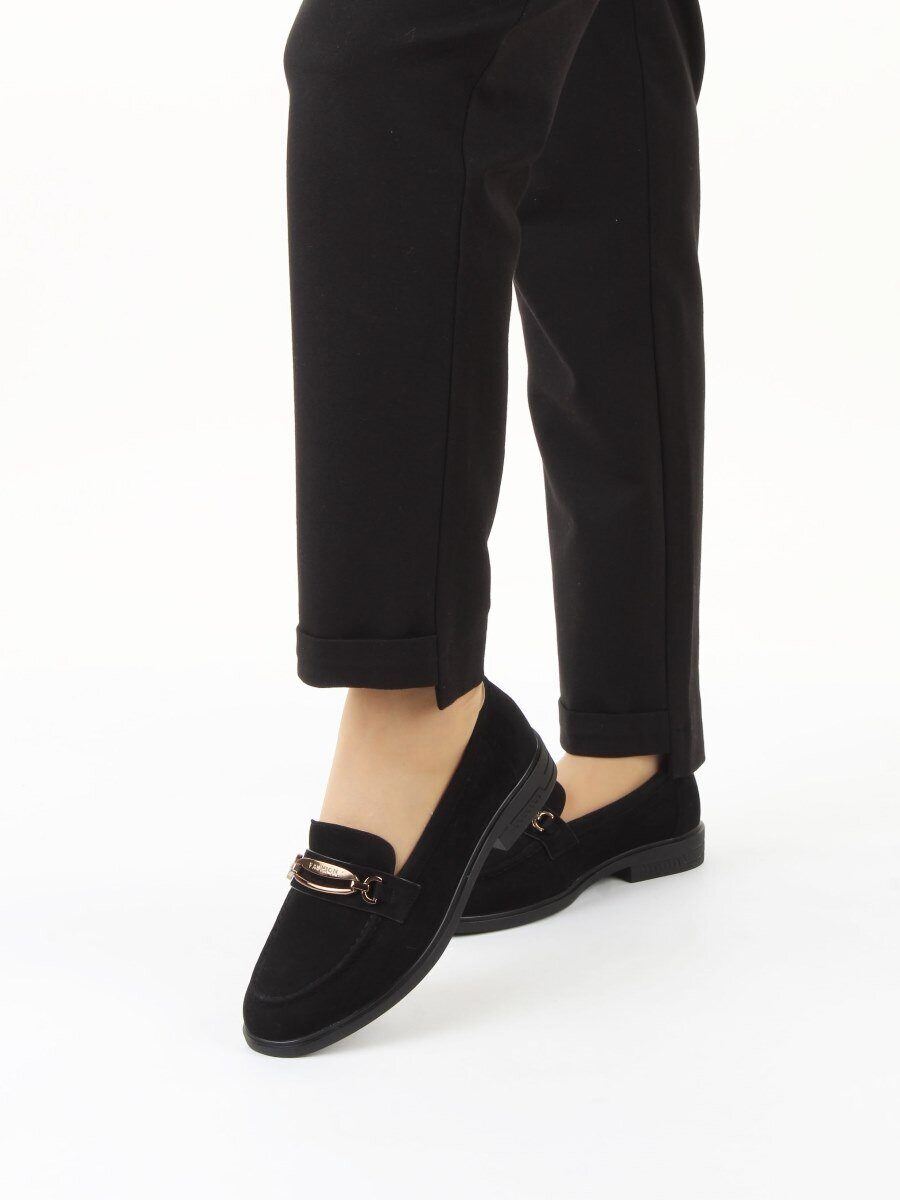 03-DEB33-3 BLACK Лоферы женские (натуральная замша)