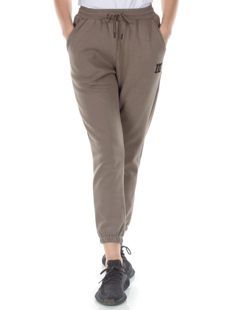 E752 GRAY/BEIGE Брюки спортивные утепленные женские (хлопок 95%, полиэстер 5%)