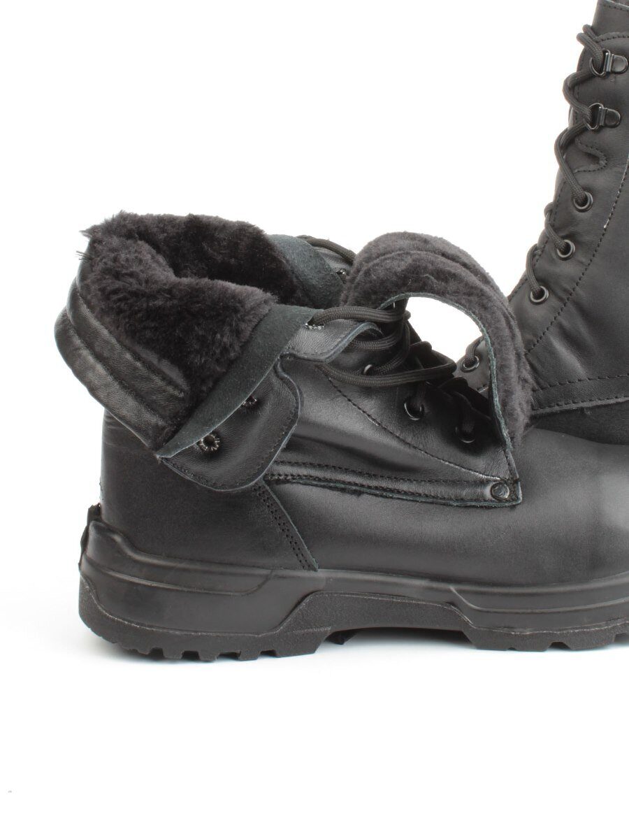 05-9012 BLACK Ботинки зимние мужские (натуральная кожа, искусственный мех)