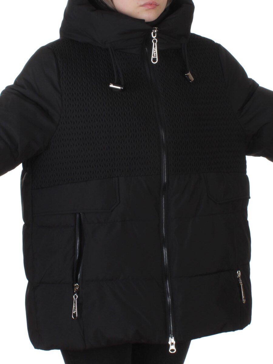 YR-6619 BLACK Куртка зимняя женская (150 гр. холлофайбер)