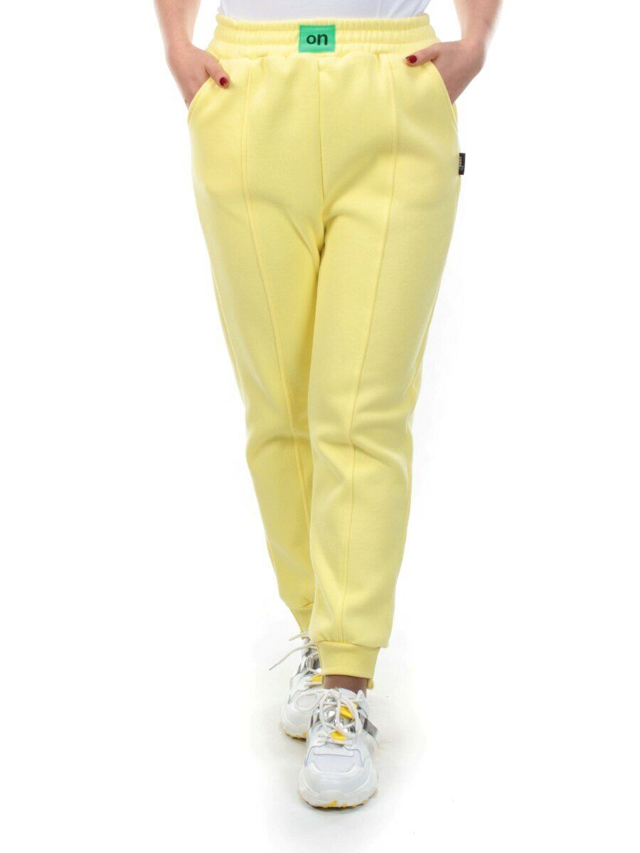 07 YELLOW Брюки спортивные женские на флисе (100% хлопок) 7986