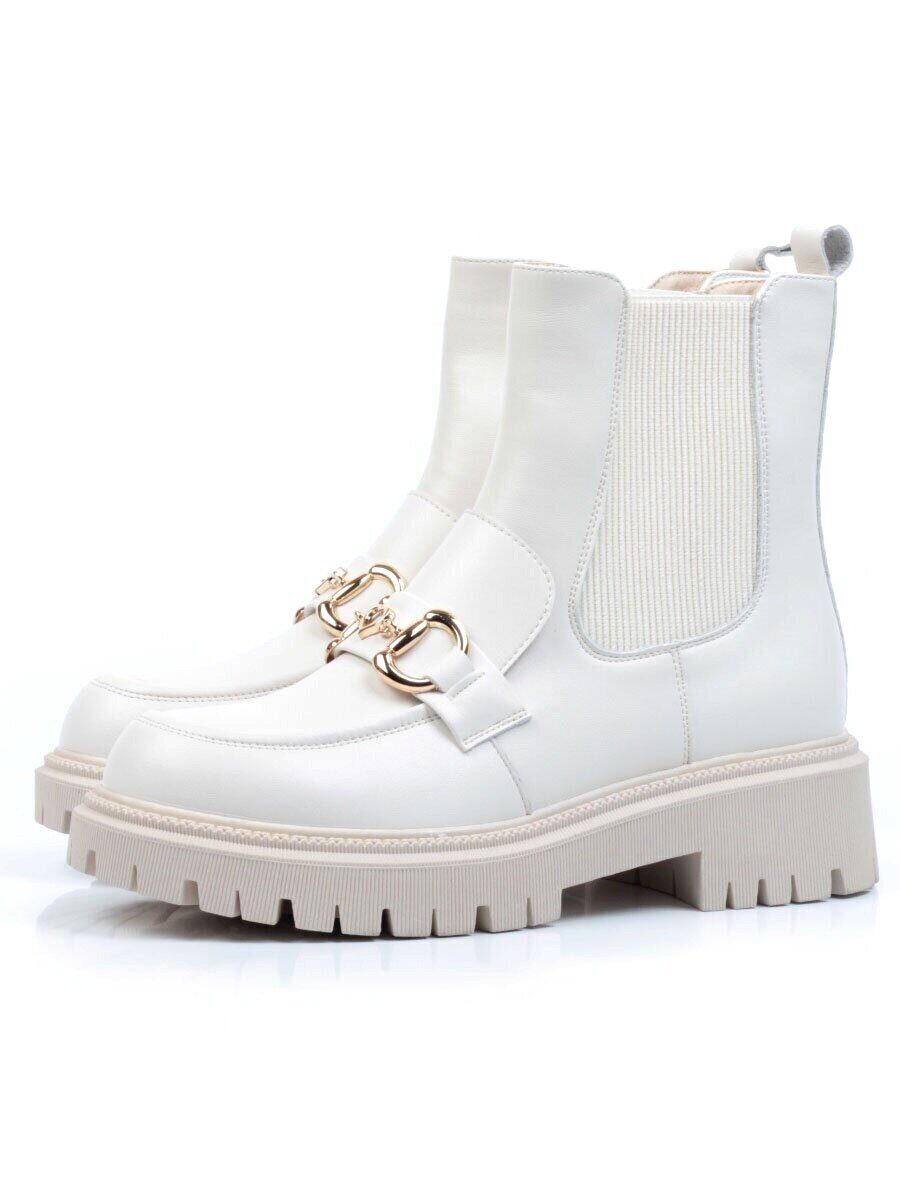 01-5273-2 WHITE Ботинки демисезонные женские (натуральная кожа, байка)
