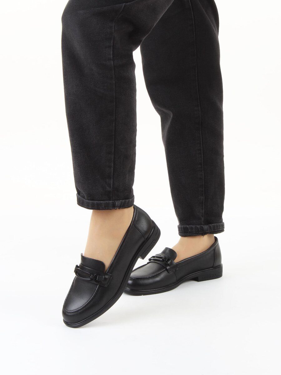 03-DEB31-1 BLACK Лоферы женские (натуральная кожа)