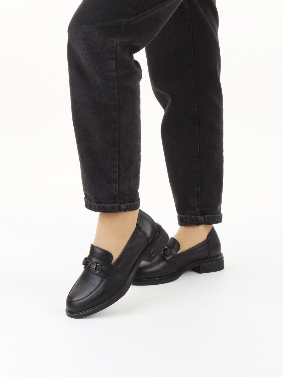 03-DEB104-1 BLACK Лоферы женские (натуральная кожа)