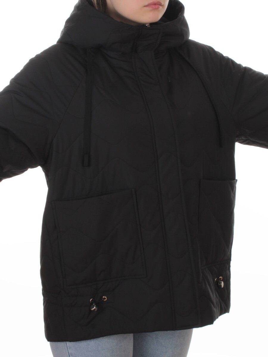 9661 BLACK Куртка демисезонная женская (100 гр. холлофайбер)