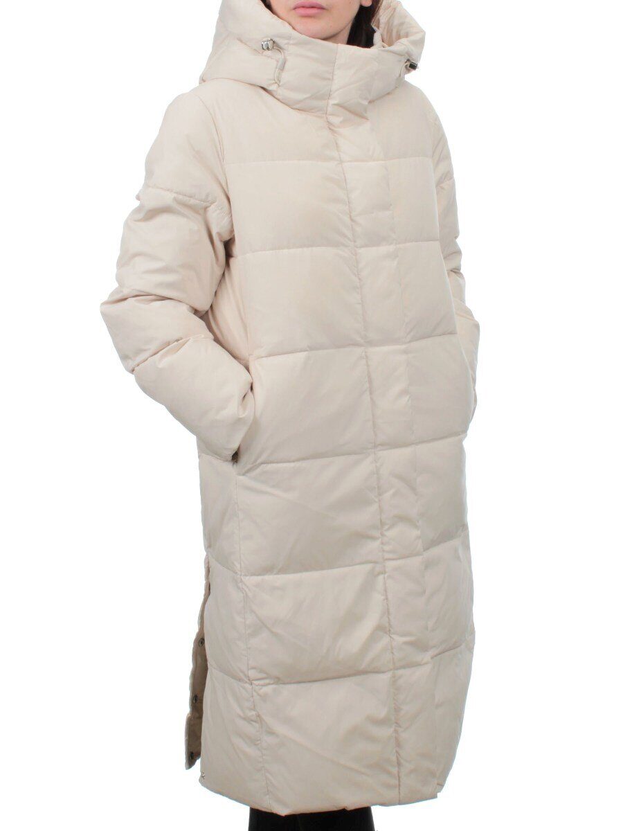 56016 BEIGE Пальто зимнее женское (холлофайбер 150 гр.)