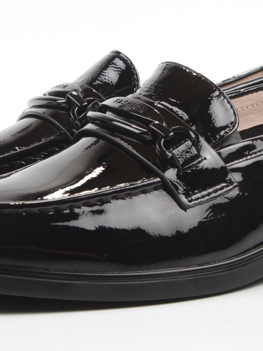 03-DEB33-2 BLACK Лоферы женские (натуральная кожа)