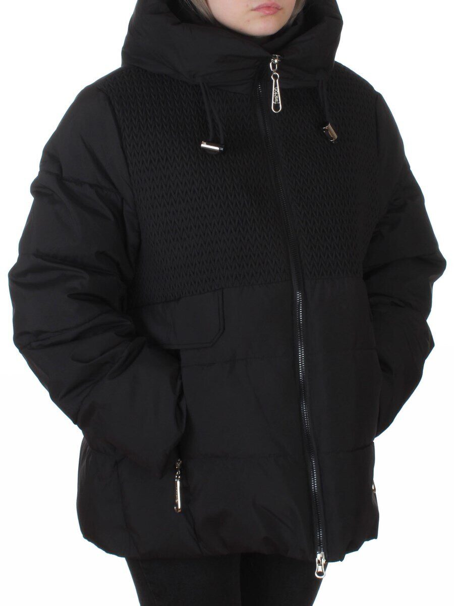 YR-6619 BLACK Куртка зимняя женская (150 гр. холлофайбер)