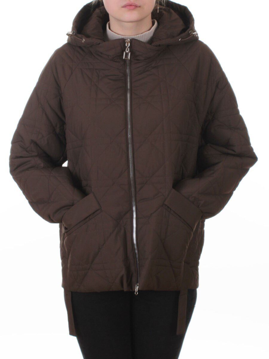 8061 BROWN Куртка стеганная демисезонная женская (100 гр. холлофайбер)