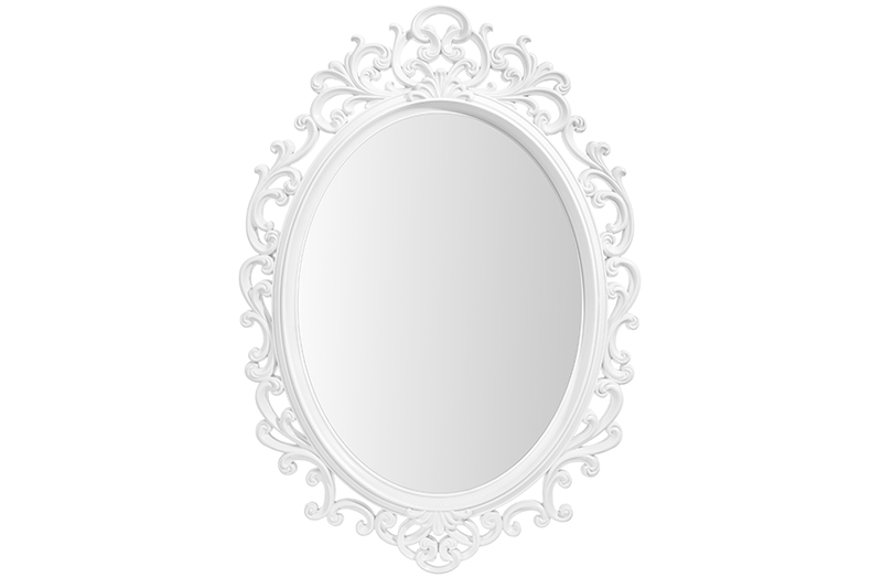 БЫЛО 1742 руб! Зеркало настенное декоративное 67*48*3,5 см, белая рама, пластик