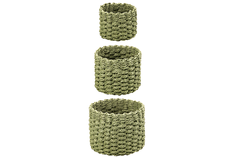 БЫЛО 819 руб! Набор 3 плетеных корзин, 1 корзинка 18*18*15 см, 1 корзинка 15*15*13см, 1 корзинка 12*12*10см, зелен