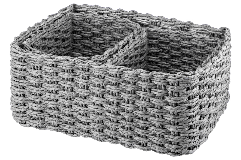 БЫЛО 964 руб! Набор 3 плетеных корзин 1 корзинка 28*22*14 см, 2 корзинки 18*14*11 см, серый