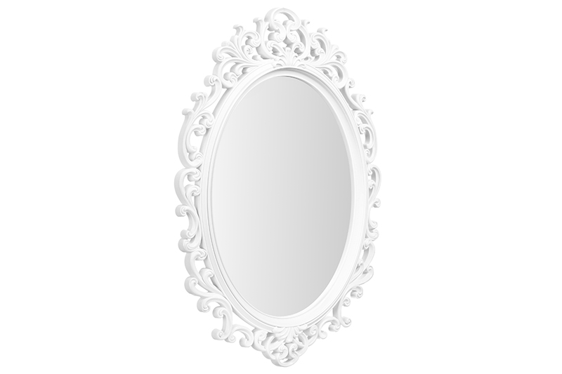 БЫЛО 1742 руб! Зеркало настенное декоративное 67*48*3,5 см, белая рама, пластик