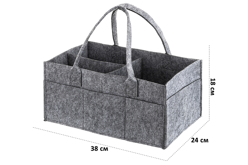 БЫЛО 590 руб! Сумка из войлока 38*24*18 см, серая