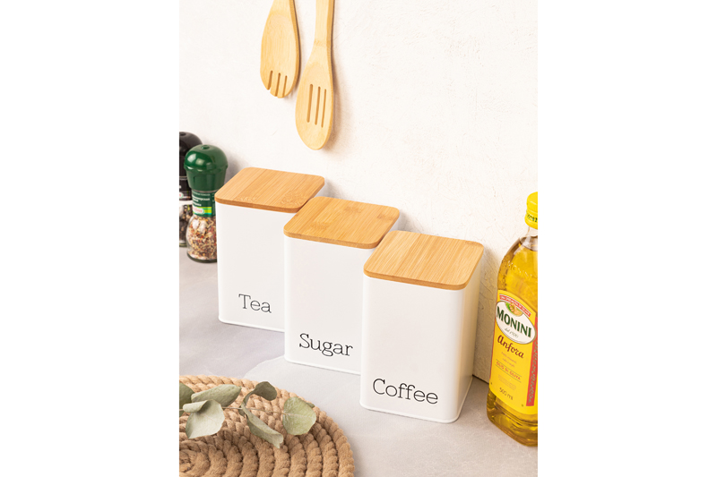 БЫЛО 1647 руб! Набор 3 банок для сыпучих продуктов 1,1 л 9,5*9,5*14,5 см