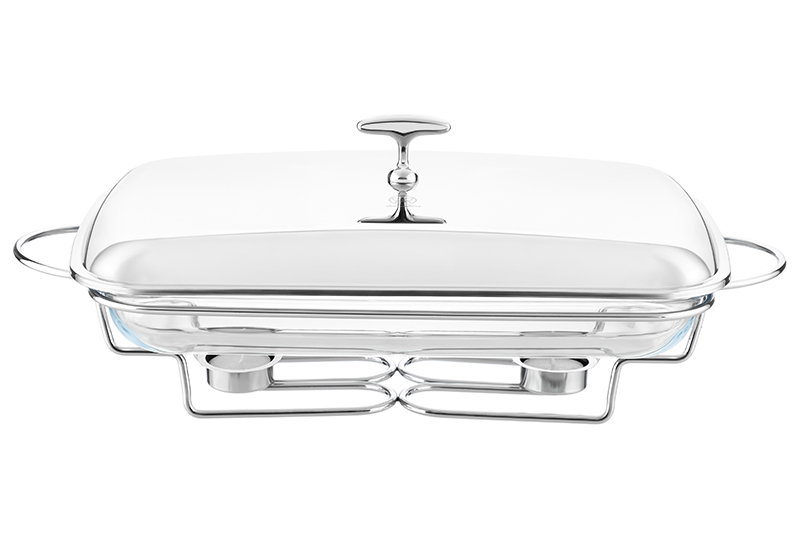 БЫЛО 5139 руб! Мармит 3 л 47*24*18 см с крышкой из нержавеющей стали, на подставке, стекло