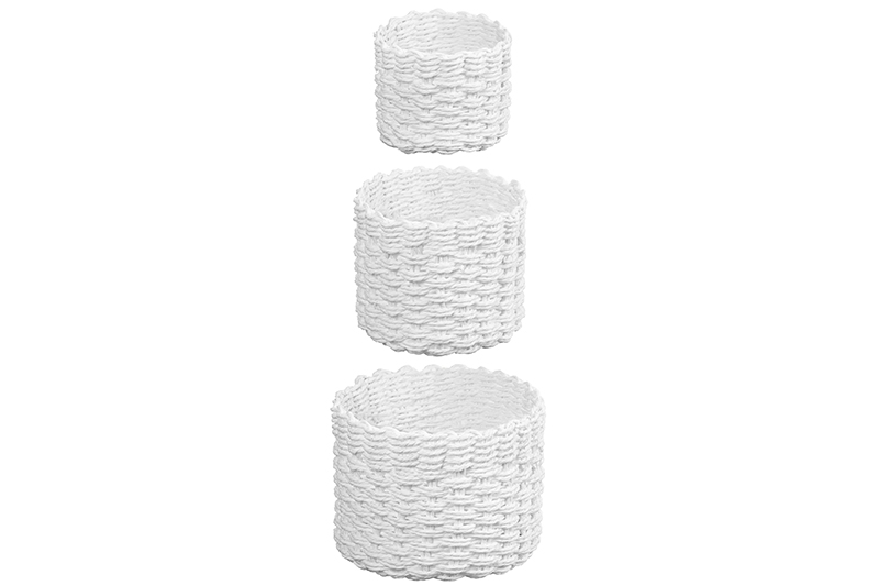 БЫЛО 819 руб! Набор 3 плетеных корзин, 1 корзинка 18*18*15 см, 1 корзинка 15*15*13см, 1 корзинка 12*12*10см, белый