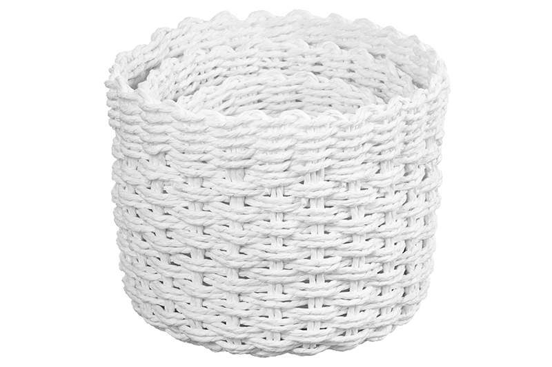 БЫЛО 819 руб! Набор 3 плетеных корзин, 1 корзинка 18*18*15 см, 1 корзинка 15*15*13см, 1 корзинка 12*12*10см, белый